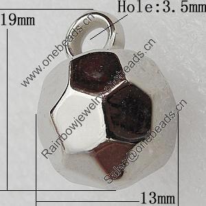 Jewelry findings, CCB Plastic Pendant, Platina Plated, 19x13mm Hole:3.5mm, Sold by Bag
