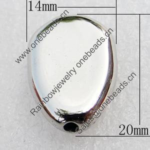 Jewelry Findings, CCB Plastic Beads, Platina Plated, 20x14mm, Hole:2.5mm, Sold by Bag