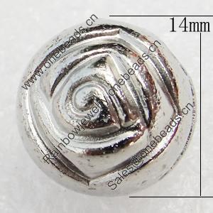 Jewelry Findings, CCB Plastic Beads, Platina Plated, 14mm, Hole:3.5mm, Sold by Bag
