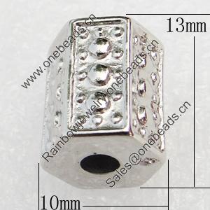 Jewelry Findings, CCB Plastic Beads, Platina Plated, Column, 13x10mm, Hole:3.5mm, Sold by Bag