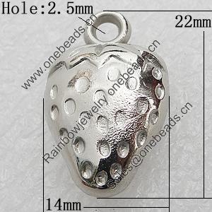 Jewelry findings, CCB Plastic Pendant, Platina Plated, Fruit 22x14mm Hole:2.5mm, Sold by Bag