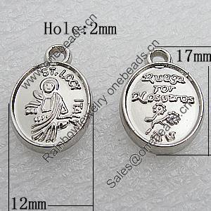 Jewelry findings, CCB Plastic Pendant, Platina Plated, Flat Oval 17x12mm Hole:2mm, Sold by Bag