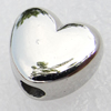 Jewelry Findings, CCB Plastic Beads, Platina Plated, Heart, 12x10mm, Hole:3.5mm, Sold by Bag