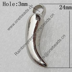 Jewelry findings, CCB Plastic Pendant, Platina Plated, 24x6mm Hole:3mm, Sold by Bag