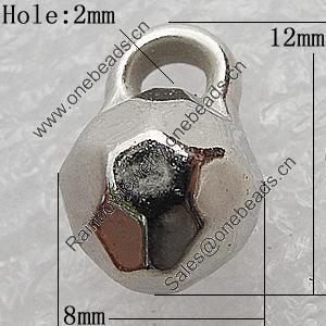 Jewelry findings, CCB Plastic Pendant, Platina Plated, 12x8mm Hole:2mm, Sold by Bag