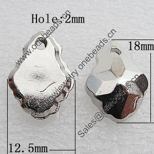 Jewelry findings, CCB Plastic Pendant, Platina Plated, Leaf 18x12.5mm Hole:2mm, Sold by Bag
