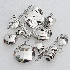 Jewelry findings, CCB Plastic Beads, Mix Style, Platina Plated, 8mm-26mm Hole:2mm, Sold by Bag