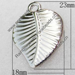 Jewelry Findings, CCB Plastic Pendant, Platina Plated, Leaf, 23x18mm, Hole:2.5mm, Sold by Bag
