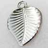 Jewelry Findings, CCB Plastic Pendant, Platina Plated, Leaf, 23x18mm, Hole:2.5mm, Sold by Bag