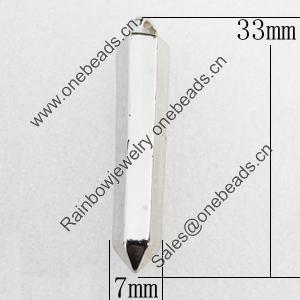 Jewelry Findings, CCB Plastic Pendant, Platina Plated, 33x7mm, Hole:3mm, Sold by Bag