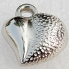 Jewelry Findings, CCB Plastic Pendant, Platina Plated, Heart, 15x13mm, Hole:2mm, Sold by Bag