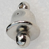 Jewelry Findings, CCB Plastic Pendant, Platina Plated, Bell, 15x10mm, Hole:2mm, Sold by Bag