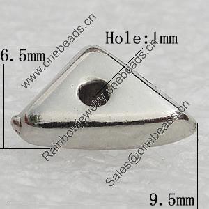 Jewelry findings, CCB Plastic Beads, Platina Plated, Triangle 9.5x6.5mm Hole:1mm, Sold by Bag