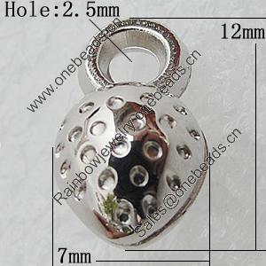 Jewelry findings, CCB Plastic Pendant, Platina Plated, 12x7mm Hole:2.5mm, Sold by Bag