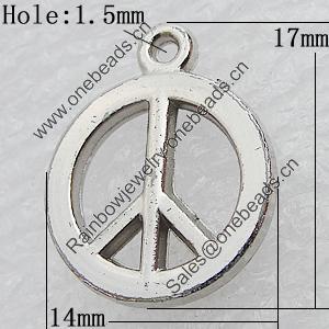 Jewelry findings, CCB Plastic Pendant, Platina Plated, 17x14mm Hole:1.5mm, Sold by Bag