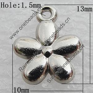 Jewelry findings, CCB Plastic Pendant, Platina Plated, Flower 13x10mm Hole:1.5mm, Sold by Bag