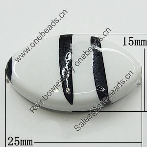 Spray-Painted Acrylic Beads, Horse Eye 25x15mm Hole:2mm, Sold by Bag
