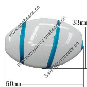 Spray-Painted Acrylic Beads, Flat Oval 50x33mm Hole:3mm, Sold by Bag