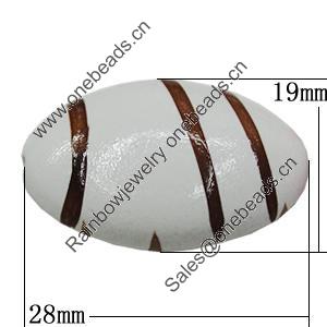 Spray-Painted Acrylic Beads, Flat Oval 28x19mm Hole:2mm, Sold by Bag