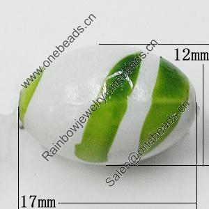 Spray-Painted Acrylic Beads, Oval 17x12mm Hole:2mm, Sold by Bag