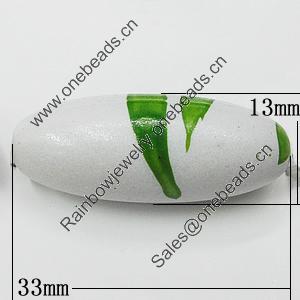 Spray-Painted Acrylic Beads, Oval 33x13mm Hole:2mm, Sold by Bag