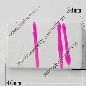 Spray-Painted Acrylic Beads, Rectangle 40x24mm Hole:2mm, Sold by Bag