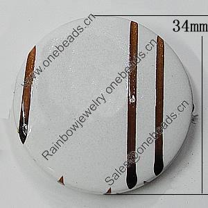 Spray-Painted Acrylic Beads, Flat Round 34mm Hole:2mm, Sold by Bag