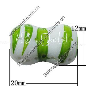 Spray-Painted Acrylic Beads, 20x12mm Hole:4mm, Sold by Bag