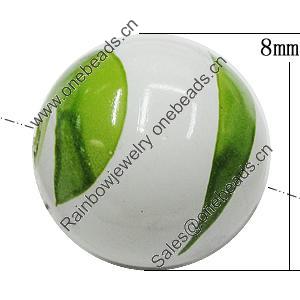 Spray-Painted Acrylic Beads, Round 8mm Hole:2mm, Sold by Bag