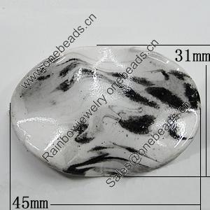 Spray-Painted Acrylic Beads, Twist Flat Oval 45x31mm Hole:2mm, Sold by Bag