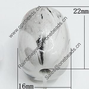 Spray-Painted Acrylic Beads, Twist Flat Oval 22x16mm Hole:3.5mm, Sold by Bag