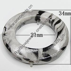 Spray-Painted Acrylic Beads, Donut O:34mm I:21mm Hole:2mm, Sold by Bag