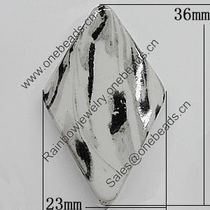 Spray-Painted Acrylic Beads, Diamond 36x23mm Hole:2.5mm, Sold by Bag