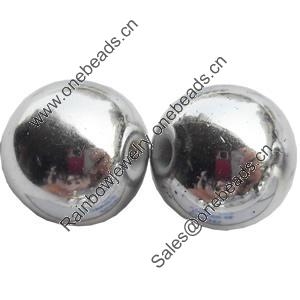 Electroplate Plastic Beads, Silver Color, Round, 16mm, Hole:Approx 2mm, Sold by Bag