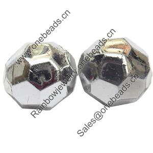 Electroplate Plastic Beads, Silver Color, 6mm, Hole:Approx 1mm, Sold by Bag