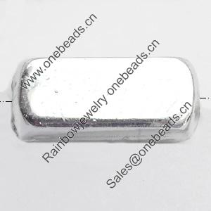 Electroplate Plastic Beads, Silver Color, Rectangle, 6x13mm, Hole:Approx 1mm, Sold by Bag