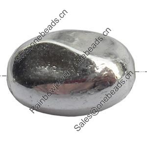 Electroplate Plastic Beads, Silver Color,Twist Oval, 11x17mm, Hole:Approx 1mm, Sold by Bag