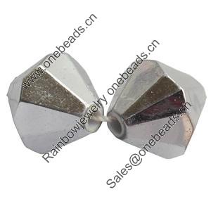 Electroplate Plastic Beads, Silver Color, Bicone, 12mm, Hole:Approx 1mm, Sold by Bag