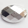 Electroplate Plastic Beads, Silver color,Faceted Flat Oval, 13x19mm, Hole:Approx 1mm, Sold by Bag