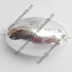 Electroplate Plastic Beads, Silver Color, Oval, 11.5x18.5mm, Hole:Approx 1mm, Sold by Bag
