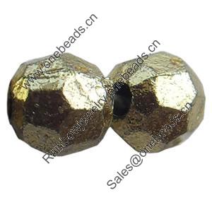 Electroplate Plastic Beads, Faceted Round, 6mm, Hole:Approx 1mm, Sold by Bag