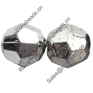 Electroplate Plastic Beads, Silver Color,Faceted Round, 6mm, Hole:Approx 1mm, Sold by Bag