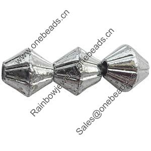 Electroplate Plastic Beads, Silver Color, Bicone, 4mm, Hole:Approx 1mm, Sold by Bag