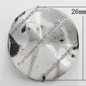 Spray-Painted Acrylic Beads, Twist Flat Round 26mm Hole:2mm, Sold by Bag
