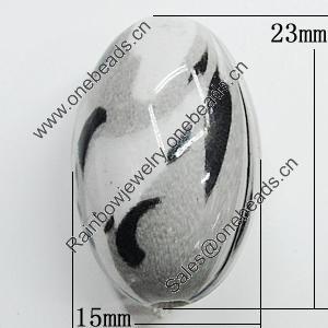 Spray-Painted Acrylic Beads, Oval 23x15mm Hole:3mm, Sold by Bag