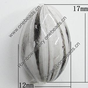 Spray-Painted Acrylic Beads, Flat Oval 17x12mm Hole:2mm, Sold by Bag