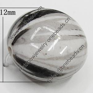 Spray-Painted Acrylic Beads, Flat Round 12mm Hole:2mm, Sold by Bag