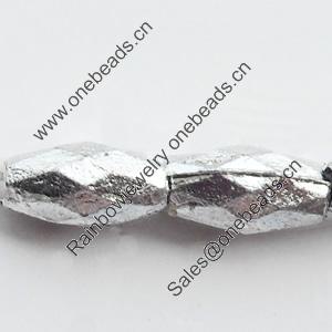 Electroplate Plastic Beads, Silver Color,Faceted Oval, 3x6mm, Hole:Approx 1mm, Sold by Bag