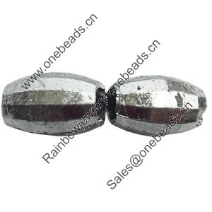 Electroplate Plastic Beads, Silver Color, Faceted Oval, 6.5x9.5mm, Hole:Approx 3mm, Sold by Bag