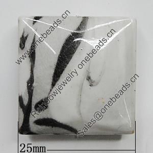 Spray-Painted Acrylic Beads, Square 25mm Hole:2mm, Sold by Bag